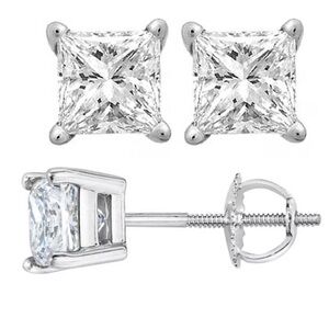 14kt white gold 2.10 karat mossanite earrings